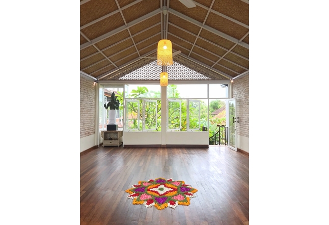 Mandala Flower wooden floor Yoga Studios Ubud Classes Practice Bali