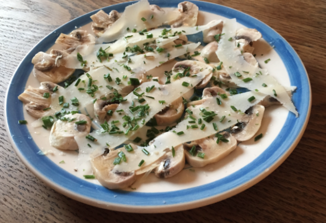 fresh raw mushroom & parmesan appetizer