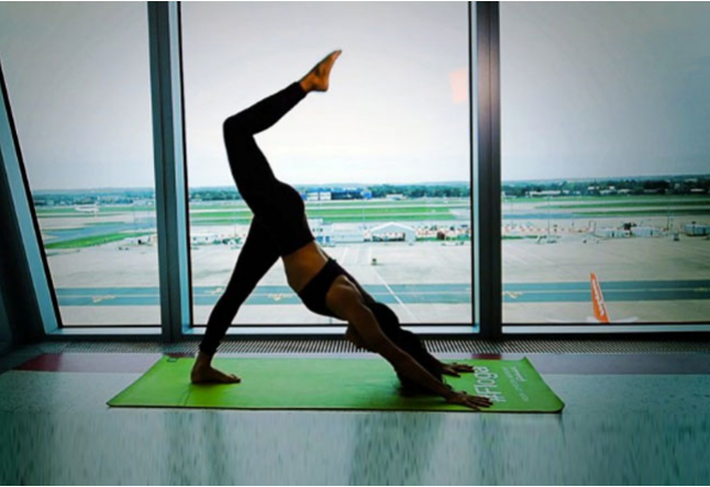 yoga on a plane