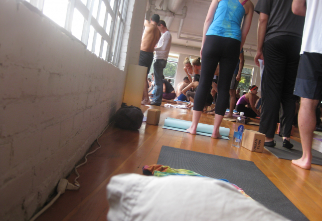 yoga flow on a broken window