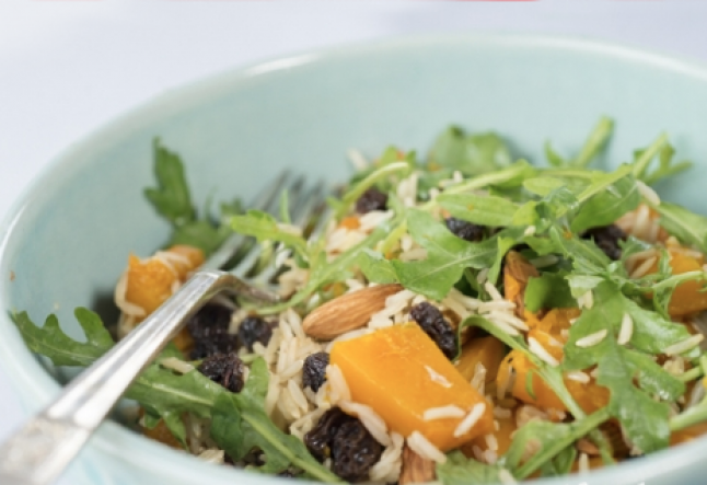 Brown Rice, Roast Pumpkin & Raisin Vegan Salad