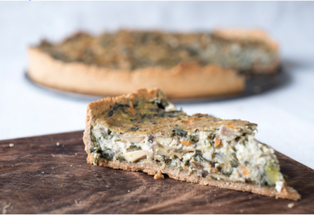 mushroom & spinach vegan quiche