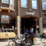 Entrance to Ekoplaza Foodmarqt organic supermarket in Amsterdam, known for its fresh local and organic food.