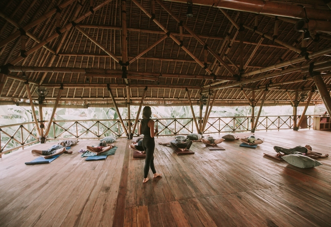 flowers and fire yoga garden