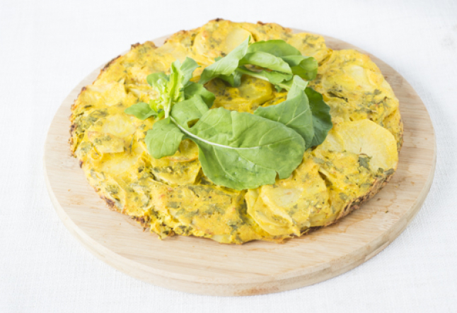 vegan leek, potato and thyme frittata