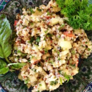 Sattvic Quinoa salad with cashews and herbs