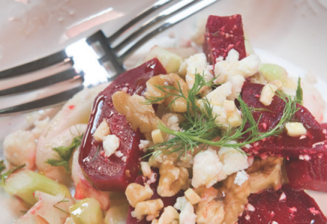 beetroot, fennel, walnut salad