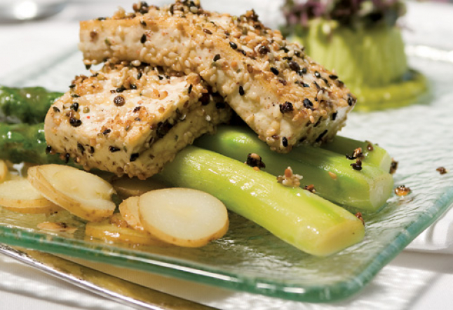 hemp seed crusted tofu