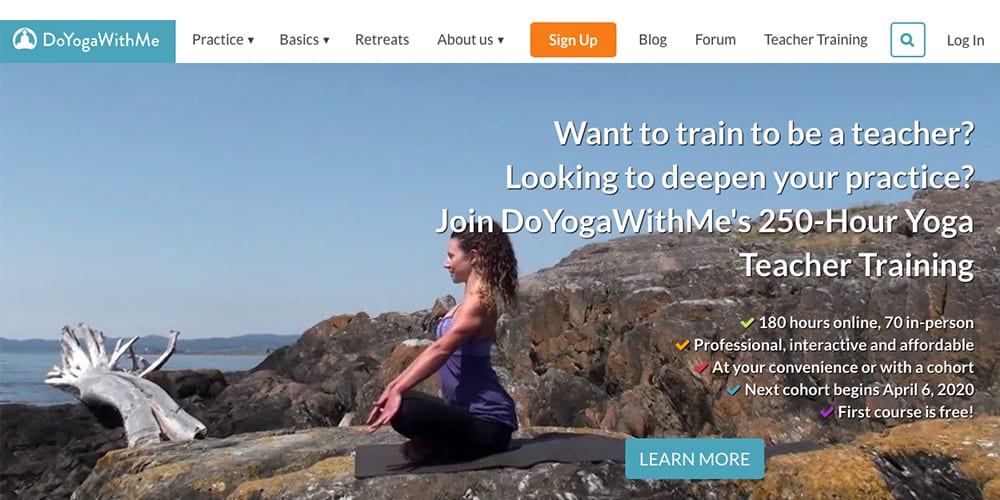 platform with yoga teacher training courses and free video classes