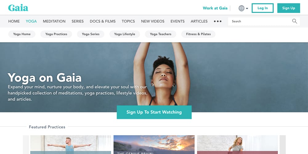 online platform offering meditation, yoga practices, lifestyle videos and articles
