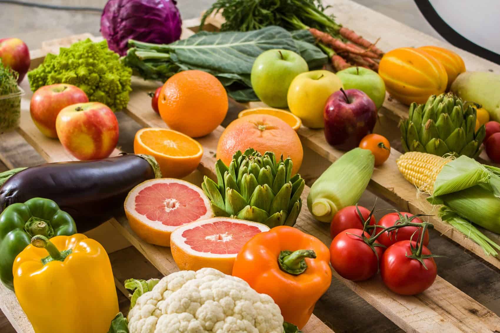 Fresh Fruits and Vegetables displayed Organic Delivery Service Singapore