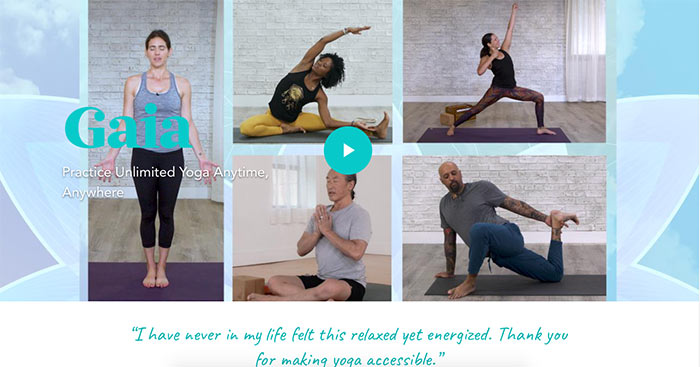 SCREEN SHOT OF WEBSITE GAIA.COM HOME YOGA PRACTICE