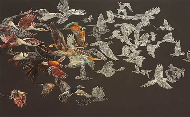 birds flying painting art exhibit Macau china 2020 Artfem Silvia Patrício
Portugal

Flight
2017
Acrylic and oil on canvas