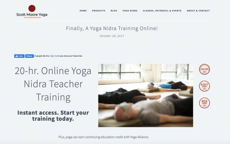 screenshot yoga website index page people laying down on mats with eye pillows on face Yoga Certification Programs Online