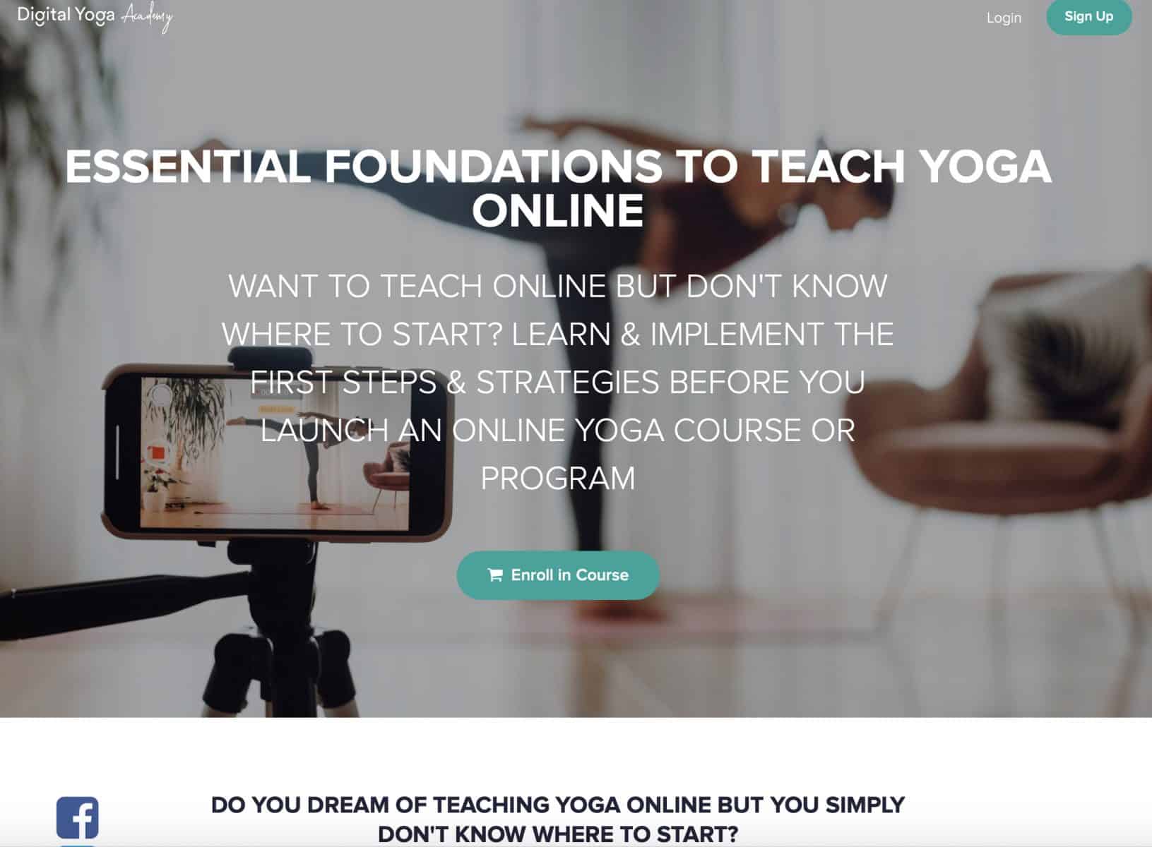 iPhone on stand taking video of yoga woman in one leg pose Yoga Certification Programs Online
