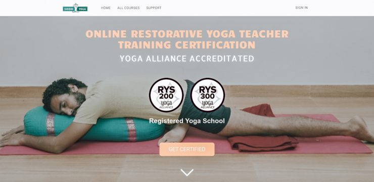 man laying on yoga cousin Yoga Certification Programs Online