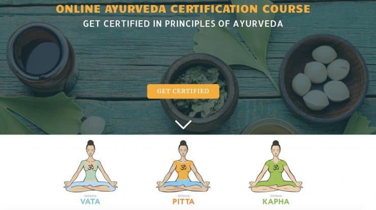 screenshot home page ayurveda website Certification Programs Online