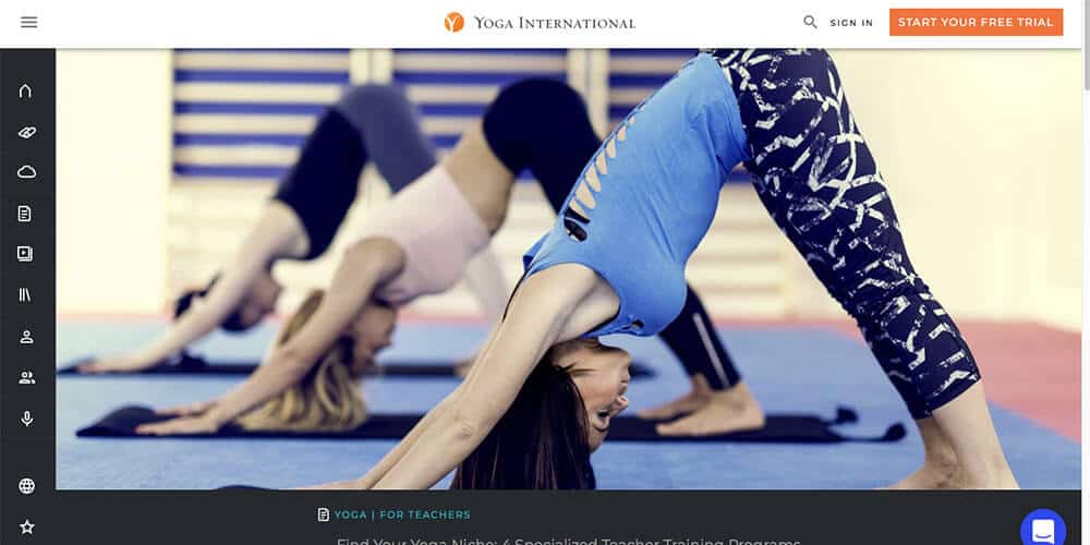  three women practicing yoga on mat RYAT Alliance