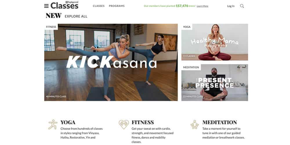 two women kicking leg yoga studio at home buti yoga screen shot website