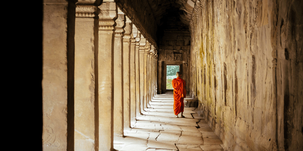 Monk walking
the vow of silence
