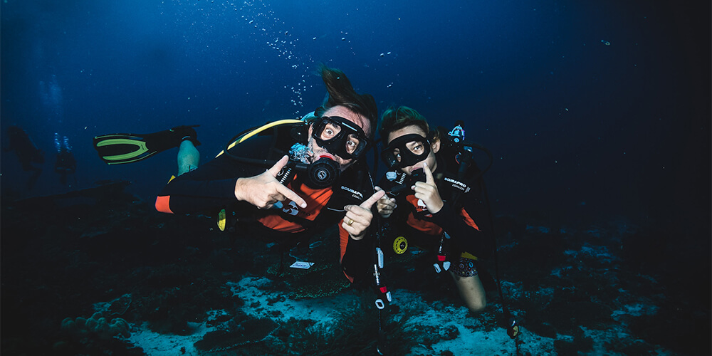 extraordinary diving and exploration of the reefs - father/son memorable moment