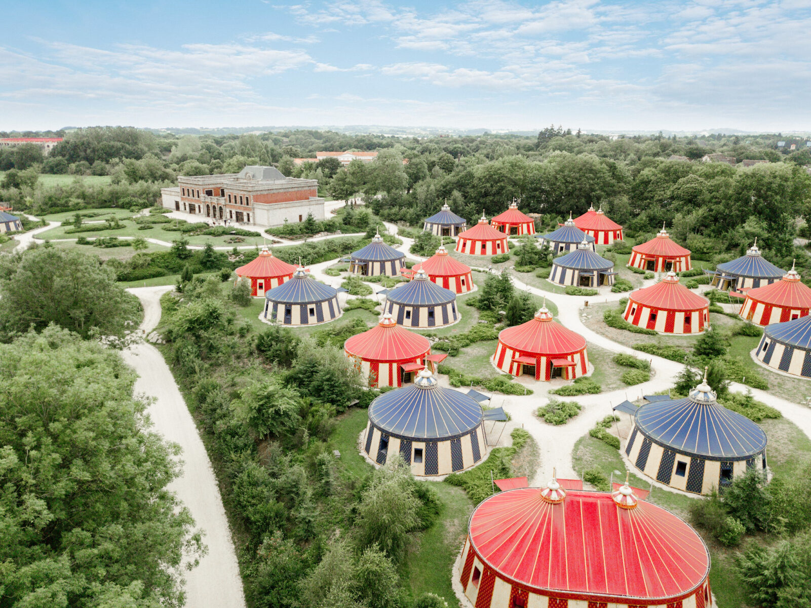 red and blue roman tens at puy du fou france