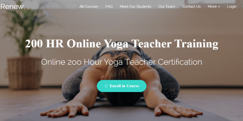 website screenshot of Yoga Renew online yoga teacher training instructor certification
