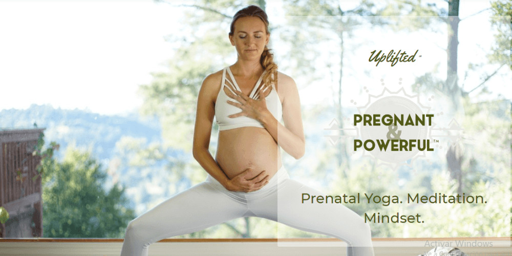 website screenshot of Brett Larkin's Prenatal Yoga