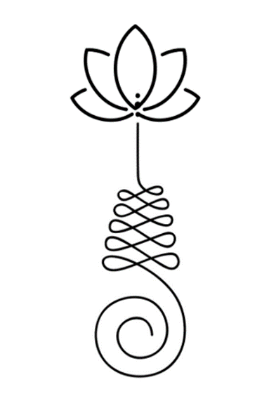 Unalome symbol with lotus flower on top