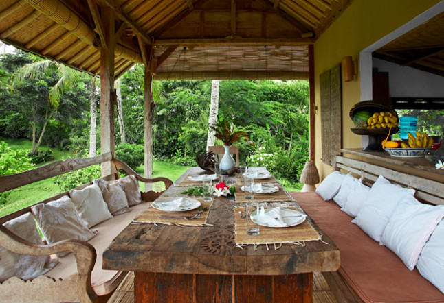 eating area wooden table