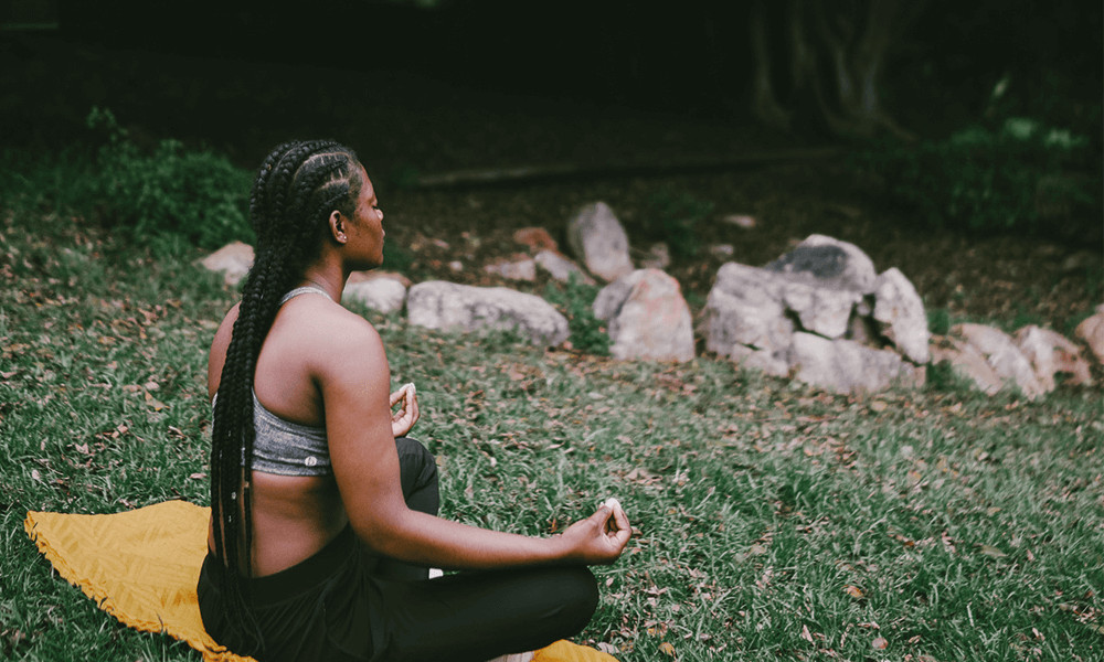 centering meditation woman meditationg