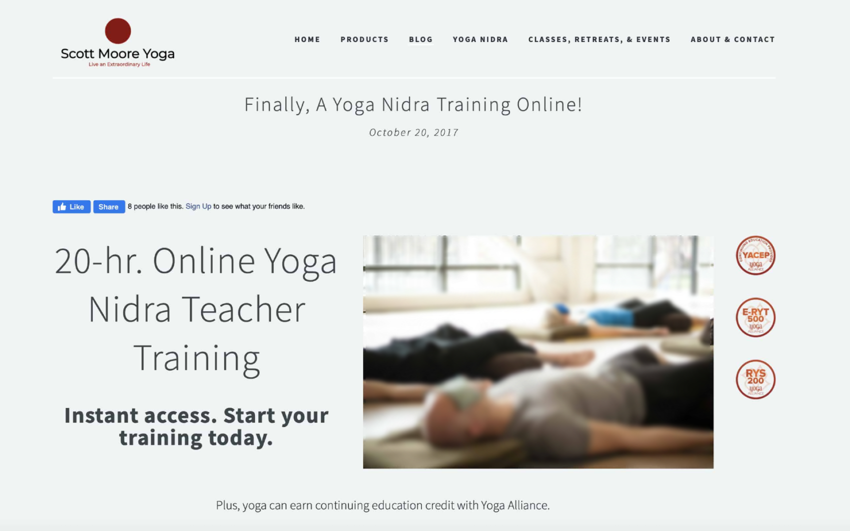 Nidra Scott Moore Yoga Teacher Training alliance 200 hour
