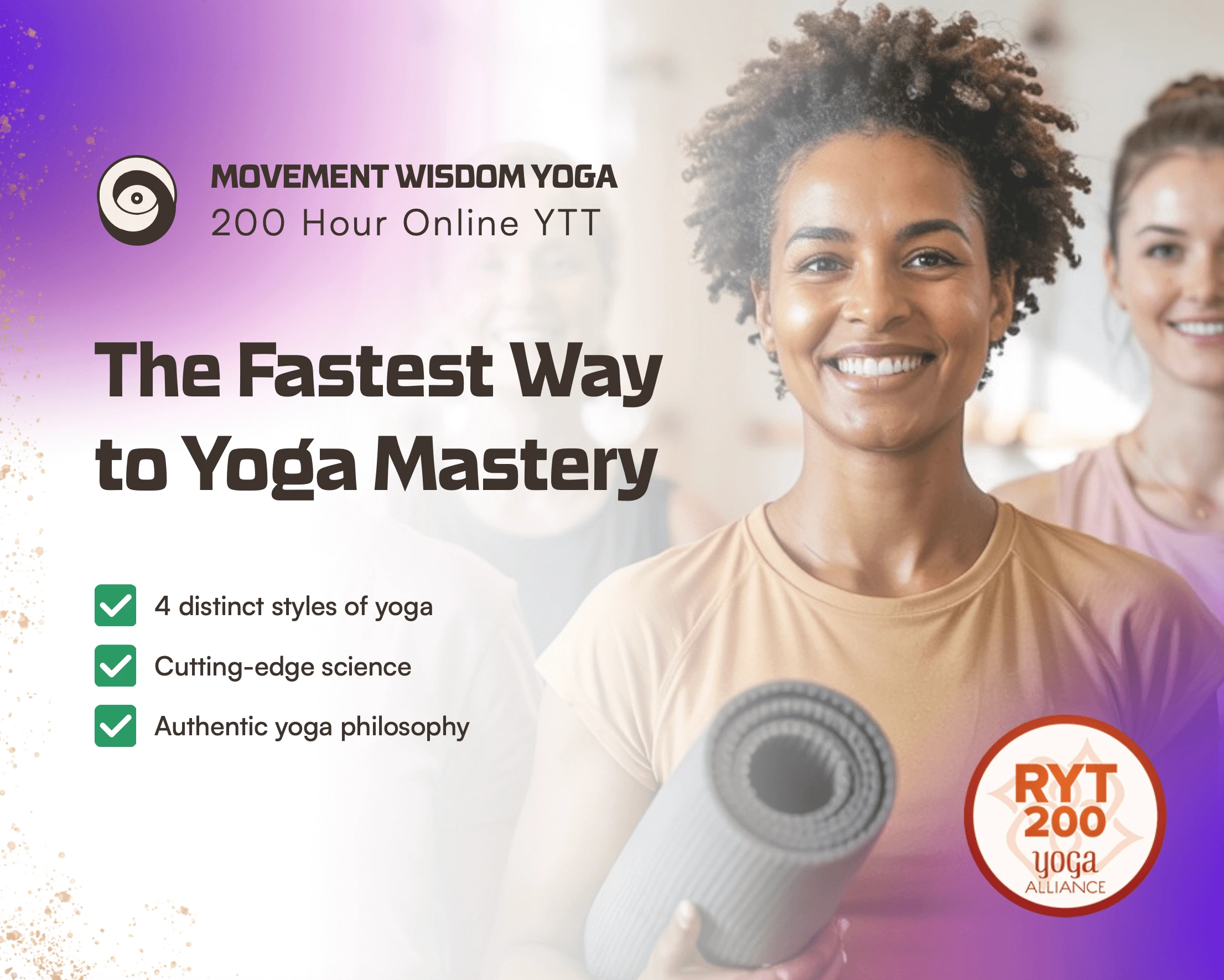 ad for Jess Rose online YTT on yogitimes 200 hours