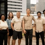 The OfferingTree team, including co-founders Chris Appiah, Alex Haley, and Tom McCook, standing together at the company's headquarters.