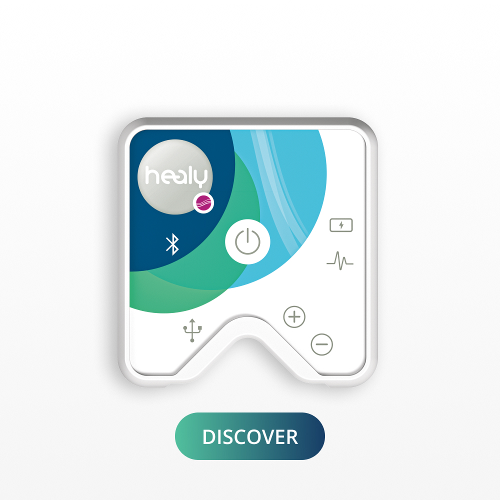 Healy Discover edition device with the healy logo and the word Discover