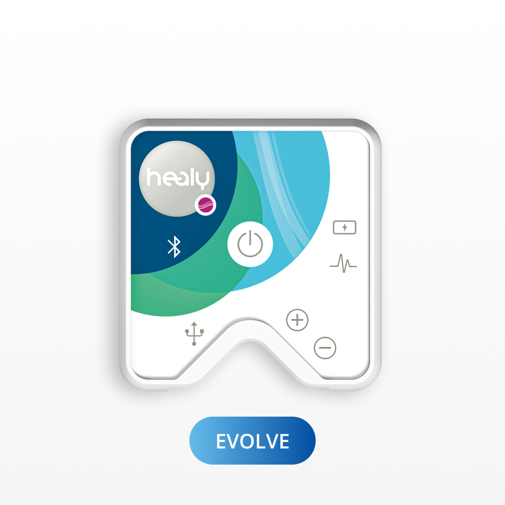 Healy Evolve edition device with the healy logo and the word Evolve